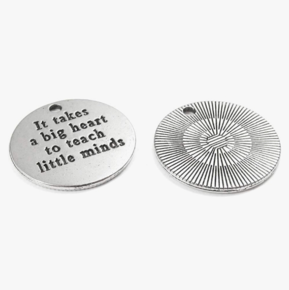 Silver Round Teacher Charm Necklace Bracelet Pendant Inspirational Words Gift - Picture 2 of 6